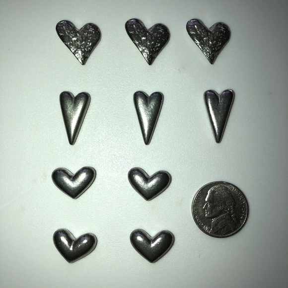 🎉HP🎉 PEWTER POCKET HEARTS CHARMS TOKENS, Heart Charm Token Textured Set of 10! - Picture 5 of 5
